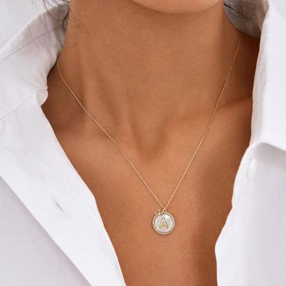 Gold Initial Necklaces for Women 14K Gold Plated Dainty Letter Chain Necklace Pe - Picture 6 of 7
